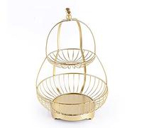 LRFNKCT cestino per la frutta, Cake Stand Tower Tray, 2 Tier Metal Fruit Spool Holder, Vegetable, Candy Shelves, Storage Basket