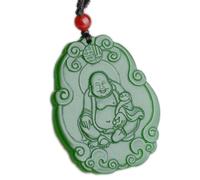 LRFNKCT collana con ciondolo, Collana con ciondolo in giada verde naturale Feng Shui for donna, simbolo del Buddha Maitreya