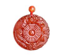 LRFNKCT collana con ciondolo, Collana di giada rossa Feng Shui Bagua Taiji, ciondolo di giada della pace del drago e della fenice