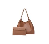 LRFVADW Borse per Donna 2-Piece Women Handbag Clutch Set Leather Shoulder Bag Solid Color Shopping Tote Small Card Holder Wallet Large Capacity(Brown)