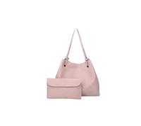 LRFVADW Borse per Donna 2-Piece Women Handbag Clutch Set Leather Shoulder Bag Solid Color Shopping Tote Small Card Holder Wallet Large Capacity(Pink)