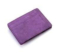LRFVADW Portafogli da Uomo Cuoio ultra sottile di nuovi uomini della cassa del supporto carta Zipper borsa moneta Banca Credito(Purple)