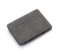 LRFVADW Portafogli da Uomo Cuoio ultra sottile di nuovi uomini della cassa del supporto carta Zipper borsa moneta Banca Credito(Grey)