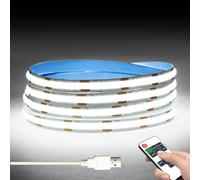 LRGBST DC5V USB dimmable COB LED Strip, 2M White COB LED Strip Light con telecomando Dimmer per l'illuminazione del soggiorno della camera da letto della cucina interna