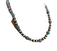 LRGKMCWTOB 2 pezzi stile etnico fatto a mano perline turchese gioielli vintage turchese collana orecchini combinazione set di gioielli bohemien turchese gioielli gioielli occidentale boho collane