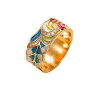 LRGKMCWTOB Anelli colorati impilabili dorati midi multipli anelli per dita boho smaltati anello per nocche bohémien colorato arcobaleno gioielli da dito anello intarsiato con zirconi (misura 8)