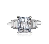 LRGKMCWTOB Anello da sposa con zircone tagliato di precisione da 2 ct taglio quadrato aureola in argento 925 anello vintage con zircone rosa zaffiro topazio smeraldo gioielli alla moda lucido diamante