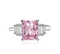 LRGKMCWTOB Anello da sposa con zircone tagliato di precisione da 2 ct taglio quadrato aureola in argento 925 anello vintage con zircone rosa zaffiro topazio smeraldo gioielli alla moda lucido diamante