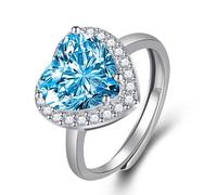 LRGKMCWTOB Anello da sposa con zircone taglio a forma di cuore da 2 ct a forma di cuore anello da sposa in argento 925 anello vintage con zircone rosa anello con gemma blu anello smeraldo anello