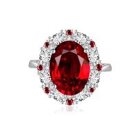 LRGKMCWTOB Anello da sposa con zircone taglio ovale da 2 ct con taglio di precisione Anello in argento 925 Anello vintage con zircone rosso Anello con zircone giallo Anello di smeraldo Gioielli alla
