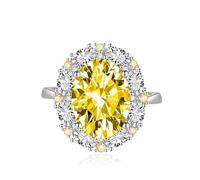LRGKMCWTOB Anello da sposa con zircone taglio ovale da 2 ct con taglio di precisione Anello in argento 925 Anello vintage con zircone rosso Anello con zircone giallo Anello di smeraldo Gioielli alla