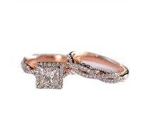 LRGKMCWTOB Anello di fidanzamento da donna di lusso in oro rosa con zircone scintillante per le donne gioielli da sposa in argento fatto a mano anello di coppia per amanti anello di fidanzamento