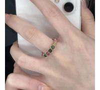 LRGKMCWTOB - Anello di giada colorato con charm in giada placcato oro, anello in tormalina di giada, anello di perline alla moda, anello di agata colorata, anello di giada, anello in oro di vetro