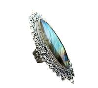 LRGKMCWTOB Anello di promessa classico, in argento Sterling 925, anello ovale in marmo, fede nuziale a goccia, anello nuziale con aureola e zirconia cubica, anello di fidanzamento da donna, taglia 10