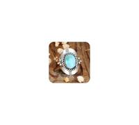 LRGKMCWTOB Anello in argento 925 con smeraldo e smeraldo in argento bohémien con turchese ovale da donna con pietra preziosa ovale, gioielli bohémien, vintage, in argento Sterling con turchese e