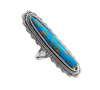 LRGKMCWTOB Anello in argento Sterling 925 a goccia naturale Arizona turchese anello idea regalo anelli fatti a mano Boho turchese gioielli per le donne anelli alla moda con pietra portafortuna anello