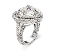 LRGKMCWTOB Anello in argento Sterling 925 lucido con diamante pieno rotondo taglio perfetto 3 ct Infinite Elements Zirconia a forma di cuore antico anello set anello di diamante anello Eternity anello