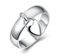 LRGKMCWTOB Anello in argento Sterling con ciondolo a forma di cuore aperto con ciondoli a forma di cuore, in argento Sterling, con nappa, anello per promessa di fidanzamento, adorabile anello di amore