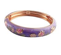 LRGKMCWTOB Bracciale da donna in stile cinese, stile classico, in lega dorata con cerniera, fiore smaltato, gioielli Cloisonne (viola#5)