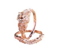 LRGKMCWTOB Elegante parure di gioielli da donna in oro rosa 18 carati, con morganite e zirconi AAA, pietre preziose rosa, per matrimonio, fidanzamento, matrimonio, matrimonio, matrimonio, parure di
