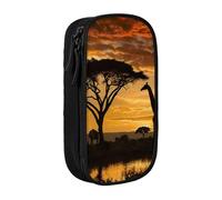 LRHCNZDCP Astuccio con giraffa e alberi al crepuscolo in Africa, astuccio nero, grazioso astuccio portapenne per scuola e ufficio, Nero , Taglia unica, Zaino per la scuola