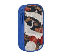 LRHCNZDCP Astuccio con stampa di crisantemi con due gru, colore nero, grazioso astuccio portapenne per scuola e ufficio, Blu, Taglia unica, Zaino per la scuola