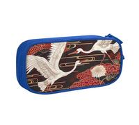 LRHCNZDCP Astuccio con stampa di crisantemi con due gru, grazioso astuccio per matite e penne, per scuola e ufficio, nero, Blu, Taglia unica, Zaino per la scuola