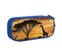 LRHCNZDCP Astuccio con stampa giraffa e alberi al crepuscolo in Africa, grazioso astuccio portapenne per scuola e ufficio, nero, Blu, Taglia unica, Zaino per la scuola