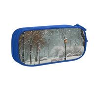 LRHCNZDCP Astuccio con stampa Snow Falling in the Park, astuccio carino per matite, matite, penne, per scuola e ufficio, nero, Blu, Taglia unica, Zaino per la scuola