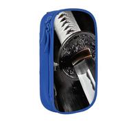 LRHCNZDCP Astuccio con stampa spada samurai giapponese, grazioso astuccio per matite e penne, per scuola e ufficio, nero, Blu, Taglia unica, Zaino per la scuola