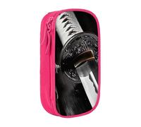 LRHCNZDCP Astuccio con stampa spada samurai giapponese, grazioso astuccio per matite e penne, per scuola e ufficio, nero, rosa, Taglia unica, Zaino per la scuola