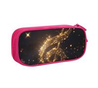 LRHCNZDCP Astuccio dorato con stampa a forma di nota musicale con stella caduta lucida, astuccio per matite e penne, per scuola e ufficio, nero, rosa, Taglia unica, Zaino per la scuola