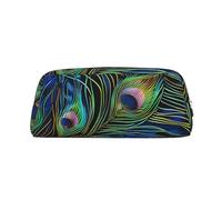 LRHCNZDCP Astuccio in pelle con stampa con piuma di pavone, astuccio per penne, matite e trucchi con cerniera dorata, per adolescenti, ragazze, ragazzi, uomini, donne, Argento, One Size, Zaino per la