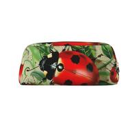 LRHCNZDCP Astuccio in pelle con stampa di coccinelle rosse, astuccio per penne, matite e trucchi con cerniera dorata, per adolescenti, ragazze, ragazzi, uomini e donne, Oro, One Size, Zaino per la