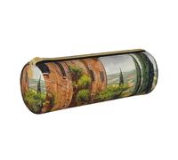 LRHCNZDCP Astuccio in pelle stampata italia toscana - astuccio rotondo con cerniera carino, astuccio per matite per scuola e ufficio