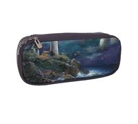 LRHCNZDCP Astuccio per matite con codice di programmazione stampato, grande capacità, in pelle, per scuola, ufficio, università, adulti, ragazzi e ragazze, Faro al chiaro di luna, Taglia unica, Zaino