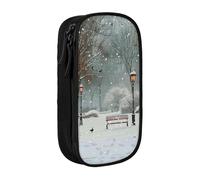 LRHCNZDCP Astuccio per matite con stampa di neve che cade nel parco, nero, carino astuccio portapenne per scuola ufficio, Nero , Taglia unica, Zaino per la scuola