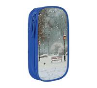 LRHCNZDCP Astuccio per matite con stampa di neve che cade nel parco, nero, carino astuccio portapenne per scuola ufficio, Blu, Taglia unica, Zaino per la scuola