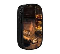 LRHCNZDCP Astuccio per matite con stampa sigaro e whisky, nero, grazioso astuccio per matite e penne, per scuola e ufficio, Nero , Taglia unica, Zaino per la scuola