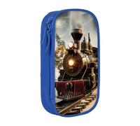 LRHCNZDCP Astuccio per matite con stampa treno e ferrovia, colore nero, grazioso astuccio per matite e penne, per scuola e ufficio, Blu, Taglia unica, Zaino per la scuola