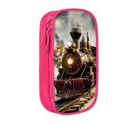 LRHCNZDCP Astuccio per matite con stampa treno e ferrovia, colore nero, grazioso astuccio per matite e penne, per scuola e ufficio, rosa, Taglia unica, Zaino per la scuola