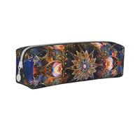 LRHCNZDCP Astuccio rettangolare in pelle con stampa artistica mandala, grazioso astuccio con cerniera, per scuola e ufficio