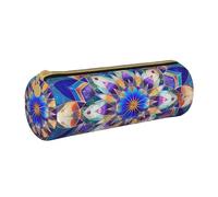 LRHCNZDCP Astuccio rettangolare in pelle con stampa mandala, rotondo, con cerniera, per scuola e ufficio