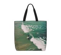 LRHCNZDCP Bella borsa a tracolla da donna con stampa sul canale di Venezia, riutilizzabile, impermeabile, leggera, per shopping, viaggi e uso quotidiano, Spiaggia Surf, Taglia unica