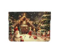 LRHCNZDCP Bella custodia per computer portatile in pelle da 13 pollici con stampa a fiori bianchi e oro per viaggi, lavoro, affari, Buon Natale 1, Taglia unica