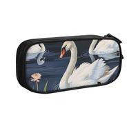 LRHCNZDCP Bellissimo astuccio per matite con stampa di cigni bianchi sul lago, astuccio carino portapenne per scuola e ufficio, nero, Nero , Taglia unica, Zaino per la scuola