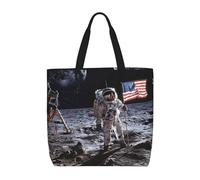 LRHCNZDCP Borsa a tracolla da donna con stampa artistica da basket, riutilizzabile, impermeabile, leggera, per shopping, viaggi e uso quotidiano, Astronauta sulla Luna, Taglia unica