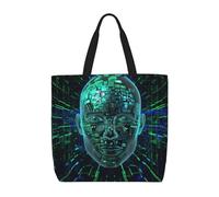 LRHCNZDCP Borsa a tracolla da donna con stampa artistica da basket, riutilizzabile, impermeabile, leggera, per shopping, viaggi e uso quotidiano, Intelligenza Artificiale Cervello, Taglia unica