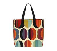 LRHCNZDCP Borsa a tracolla da donna, con stampa di orchidee, riutilizzabile, impermeabile, leggera, per shopping, viaggi e uso quotidiano, Metà secolo moderno retrò con forme di goccia, Taglia unica