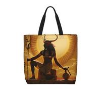 LRHCNZDCP Borsa a tracolla da donna, riutilizzabile, con stampa di calici di vino, impermeabile, leggera, per shopping, viaggi e uso quotidiano, Sole Vecchia grazia egiziana senza tempo, Taglia unica